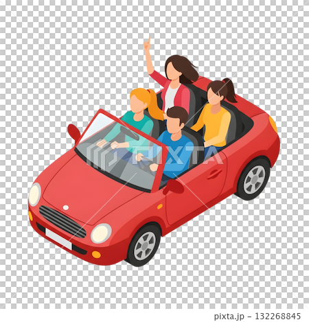 オープンカーのアイソメトリックイラスト 132268845