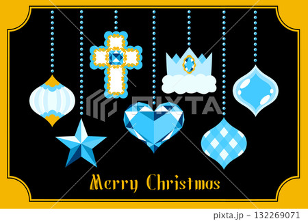 クリスマスオーナメントポストカード 青 クリスマスオーナメントポストカード 青 132269071