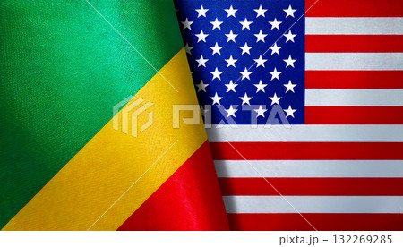 アメリカの国旗とコンゴ共和国の国旗 132269285