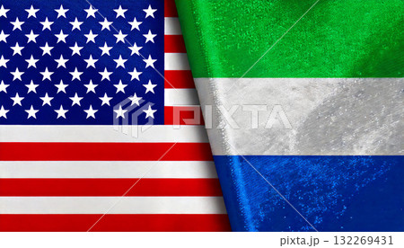 アメリカの国旗とシエラレオネの国旗 132269431