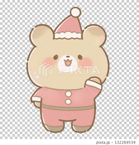 Brown line Santa bear illustration / cute Christmas character material 132269539