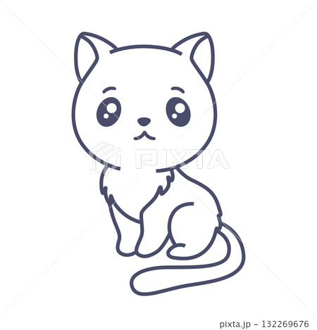 Cute cat drawing for kids' summer art projects 132269676