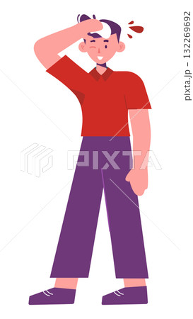 Cartoon character showing confusion and uncertainty emotion 132269692