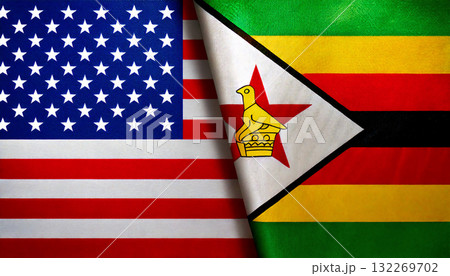 アメリカの国旗とジンバブエの国旗 132269702