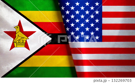 アメリカの国旗とジンバブエの国旗 132269703