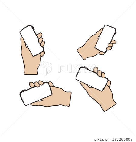 Hand Holding Smartphone Hand-drawn illustrations of hands Hand Holding Smartphone Hand-drawn illustrations of hands 132269805
