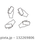 Hand Holding Smartphone Hand-drawn illustrations of hands 132269806
