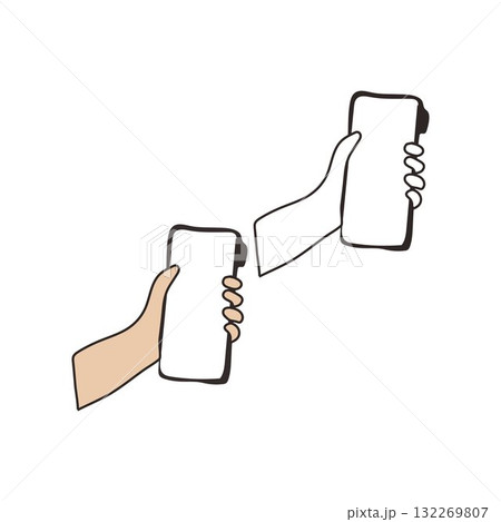 Hand Holding Smartphone Hand-drawn illustrations of hands Hand Holding Smartphone Hand-drawn illustrations of hands 132269807