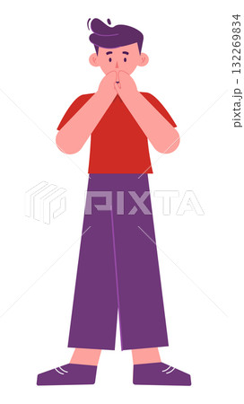 Surprised expression in flat design illustration 132269834