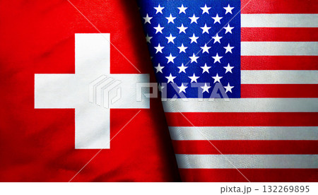 アメリカの国旗とスイスの国旗 132269895