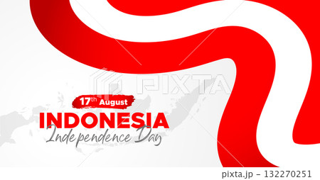 Indonesia Independence Day Web Banner With Red and White Flag in Background. 17 August Indonesia Happy Independence Day Social Media Post and Cover Banner, Flyer, Invitation card, Brochure, Poster 132270251