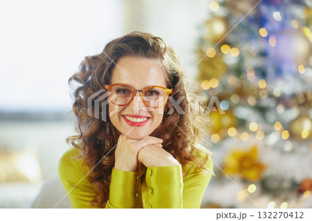Cheerful Woman Enjoying the Festive Spirit Cheerful Woman Enjoying the Festive Spirit 132270412
