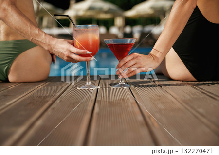 Two female friends are on resort, have a vacation at a beautiful place Two female friends are on resort, have a vacation at a beautiful place 132270471