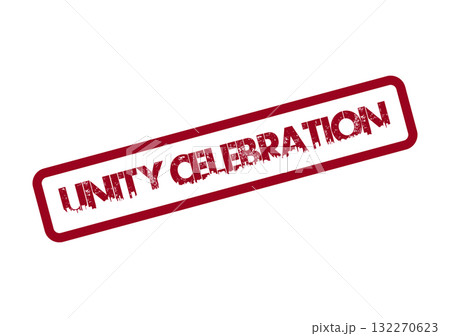 Expressing community and collective festivity through a vibrant red unity celebration stamp 132270623