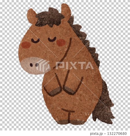 お辞儀をする馬のキャラクター　手描きイラスト素材 132270680