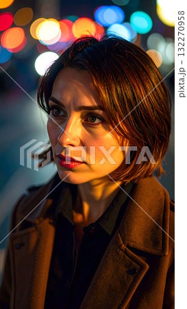 ボブヘアのノーメイクの女性 132270958