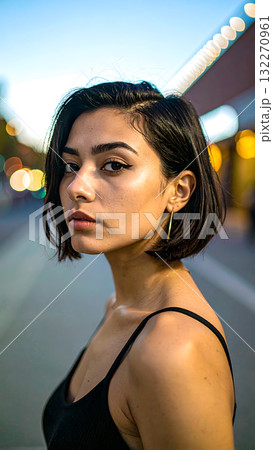 ボブヘアのノーメイクの女性 132270961