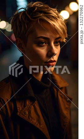 ボブヘアのノーメイクの女性 132270962