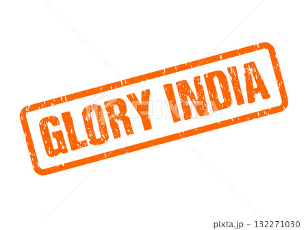 This distressed orange rubber stamp prominently features the patriotic text Glory India within its rectangular border This distressed orange rubber stamp prominently features the patriotic text Glory India within its rectangular border 132271030