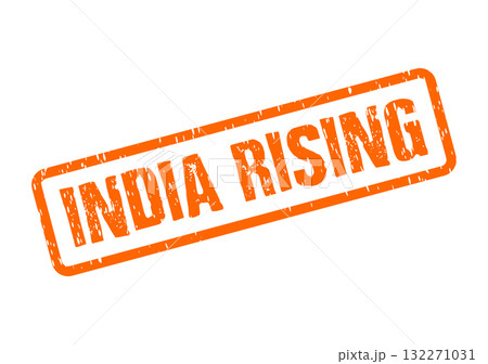 This distressed orange rubber stamp conveys the progressive text India Rising within its sturdy rectangular border This distressed orange rubber stamp conveys the progressive text India Rising within its sturdy rectangular border 132271031