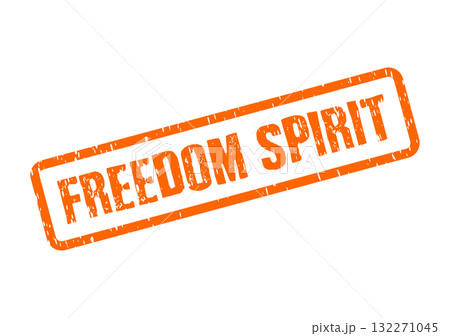 Orange textured stamp featuring the words Freedom Spirit in bold uppercase text Orange textured stamp featuring the words Freedom Spirit in bold uppercase text 132271045