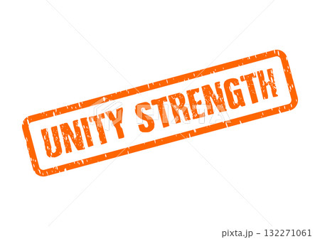 Bold orange UNITY STRENGTH text on a grunge rubber stamp impression Bold orange UNITY STRENGTH text on a grunge rubber stamp impression 132271061