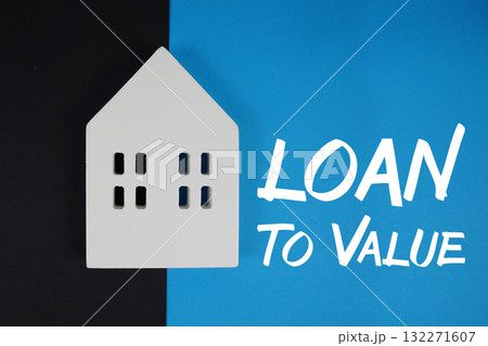 LTV Loan To Value text with house models on blue background LTV Loan To Value text with house models on blue background 132271607