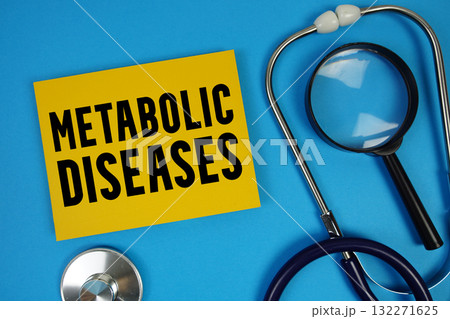 Metabolic Diseases text with Stethoscope on blue background Metabolic Diseases text with Stethoscope on blue background 132271625