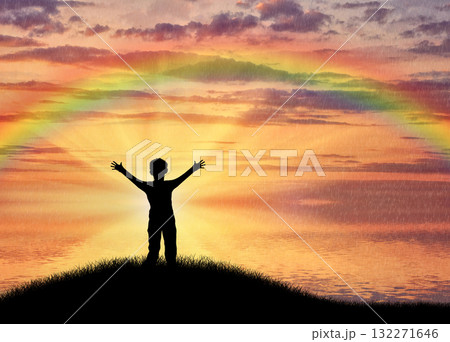 Beautiful cloudy evening sky 132271646