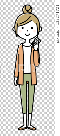 若い女性　ママ　スマホ 132271721