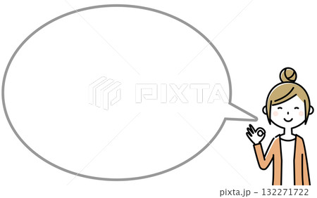 OKポーズをする若い女性　ふきだし 132271722