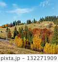 Autumn Carpathian village, Ukraine. 132271909