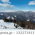 Winter snowy mountains, and lone farmstead 132271913