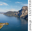 Peaceful autumn Alps mountain Traunsee lake view from Kleiner Sonnstein rock summit, Ebensee, Upper Austria. 132271918