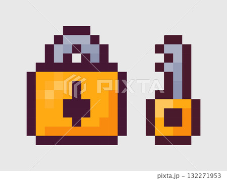 Pixel Art Lock and Key Icon Pixel Art Lock and Key Icon 132271953