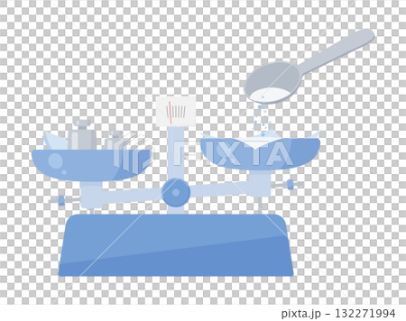 Illustration of a top-loading balance measuring chemicals 132271994