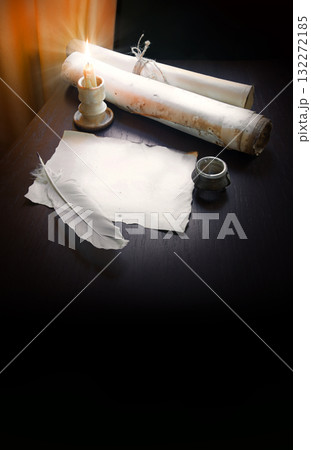 Paper and quill on the table 132272185