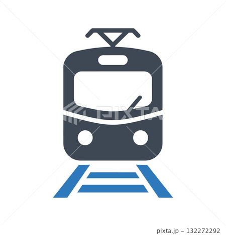 Light rail transit with pantograph icon. Train icon 132272292
