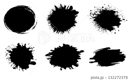 Black paint blots collection. Vector illustration Black paint blots collection. Vector illustration 132272378