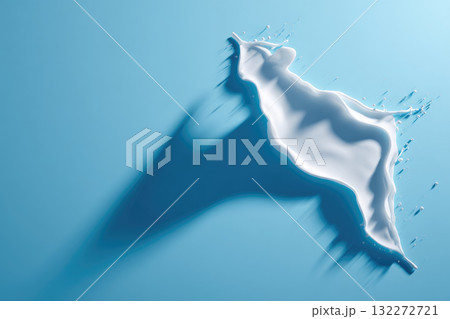 Minimalist surreal photo features cow silhouette formed by flowing white liquid on blue background, creating dreamy and creative visual with sense of motion and imagination Minimalist surreal photo features cow silhouette formed by flowing white liquid on blue background, creating dreamy and creative visual with sense of motion and imagination 132272721