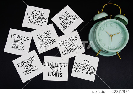 Alarm Clock Surrounded with Message about Education Concept 132272974