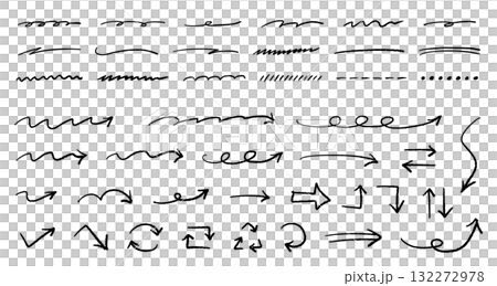 Handwritten arrow and underline decoration set Handwritten arrow and underline decoration set 132272978