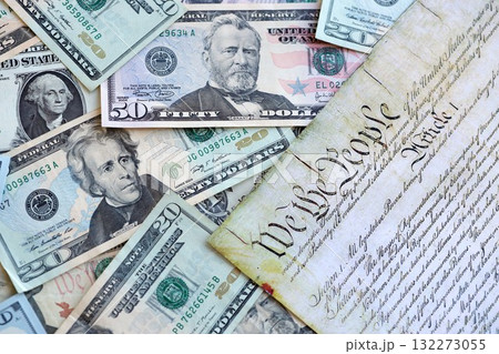The American Recovery and Reinvestment Act - Government Concept. Money and Constitution page close up The American Recovery and Reinvestment Act - Government Concept. Money and Constitution page close up 132273055