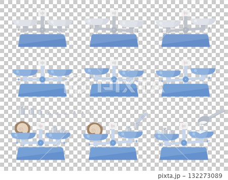 上皿てんびんと分銅のイラスト素材セット 上皿てんびんと分銅のイラスト素材セット 132273089