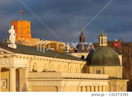 Vilnius Cathedral and Gediminas Tower in Vilnius Lithuania Vilnius Cathedral and Gediminas Tower in Vilnius Lithuania 132273391