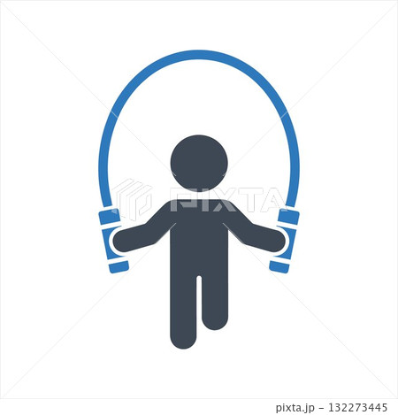 Jump rope exercise icon. Skipping rope icon 132273445