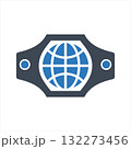 Boxing or MMA championship belt with globe icon 132273456