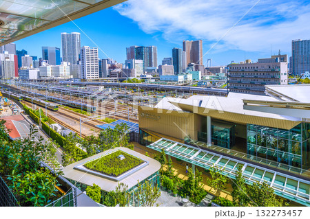 日本の東京都市景観新幹線や山手線(内外)、芝浦アイランドケープタワーなどタワーマンション群を望む 日本の東京都市景観新幹線や山手線(内外)、芝浦アイランドケープタワーなどタワーマンション群を望む 132273457