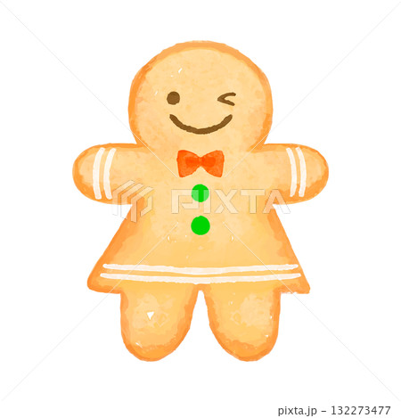 かわいい水彩風ジンジャーブレッドマンのクッキー かわいい水彩風ジンジャーブレッドマンのクッキー 132273477