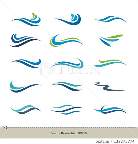 Set of Colorful Waves Swoosh Vector Logo Template Illustration Design. Vector EPS 10. 132273774